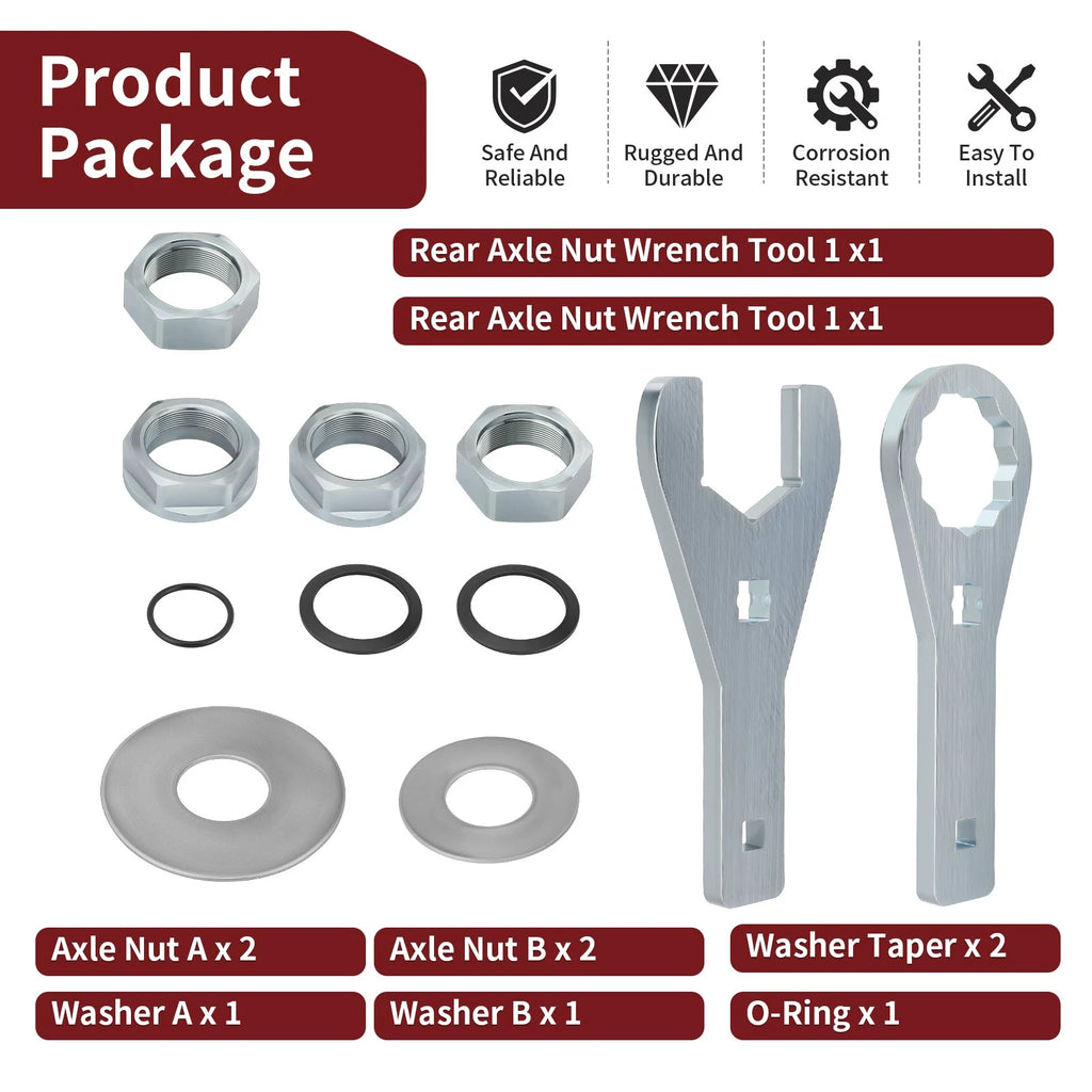 Set of 2 Axle Nut Wrench Tool + Washer Seal for Honda Rancher 420 (2007–2013)