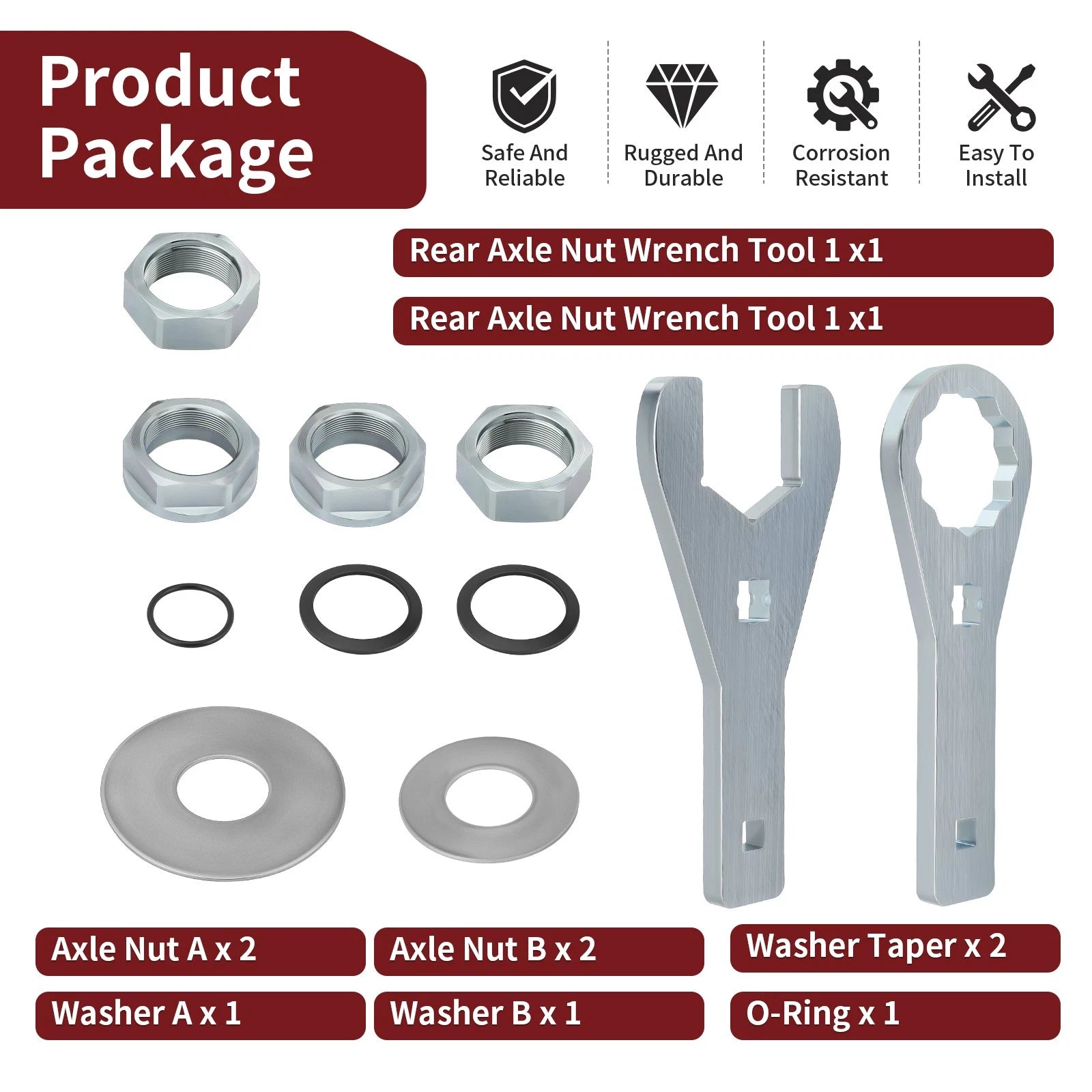 Set of 2 Axle Nut Wrench Tool + Washer Seal for Honda Rancher 420 (2007–2013)