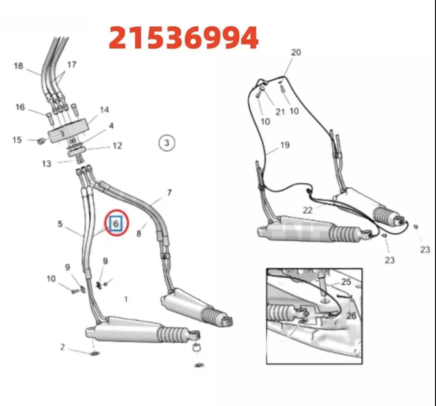 Hydraulic Hoses for Volvo Penta DPH-A DPH-B DPH-C DPR-A DPR-B DPR-C (Fits 24299618)