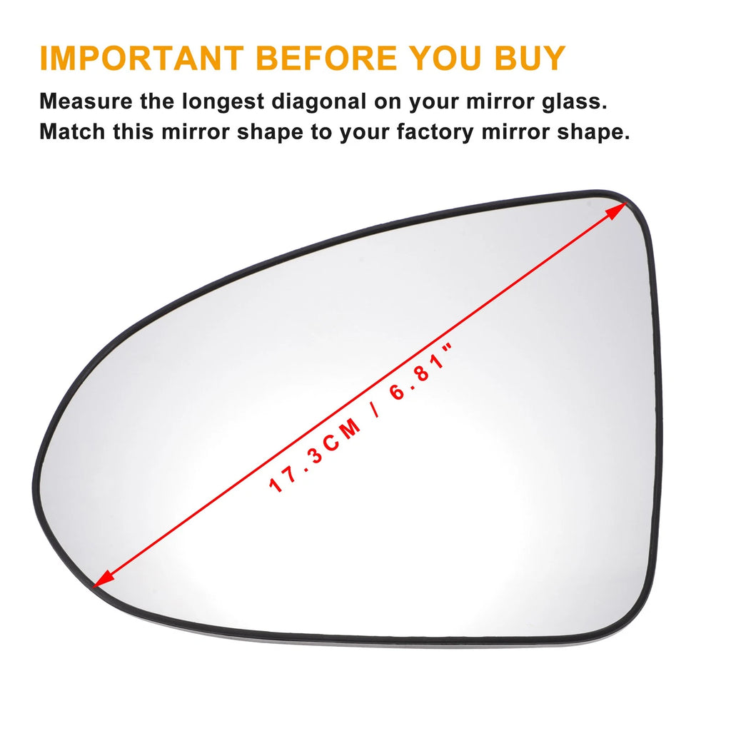 Left Side Mirror Glass Non-Heated Replacement for Hyundai Sonata (2020–2022)