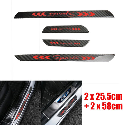 4Pcs Carbon Fiber Car Door Sill Cover Panel Protector for Universal Fit