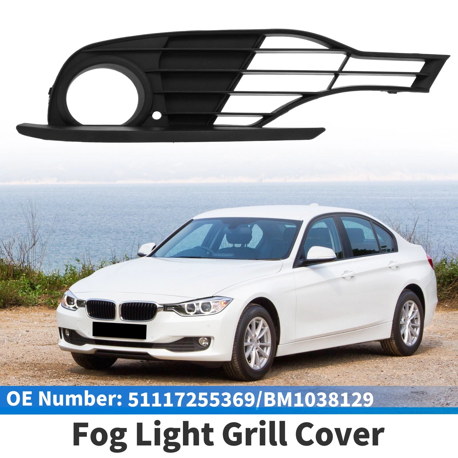 Fog Light Grill Replacement Front for BMW 328i (2012–2015) ABS Black