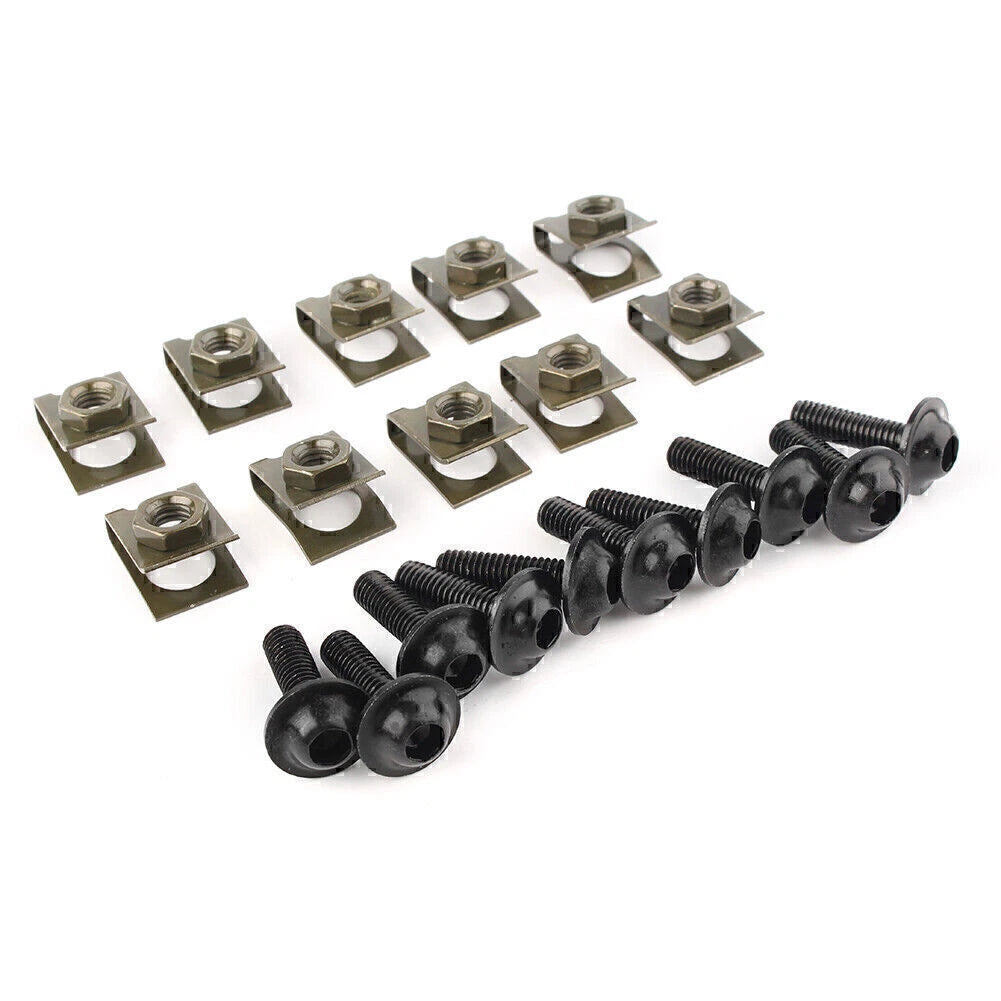 10pcs M6 Body Fairing Bolt Fastener Clip Screw Set for Universal Scooter