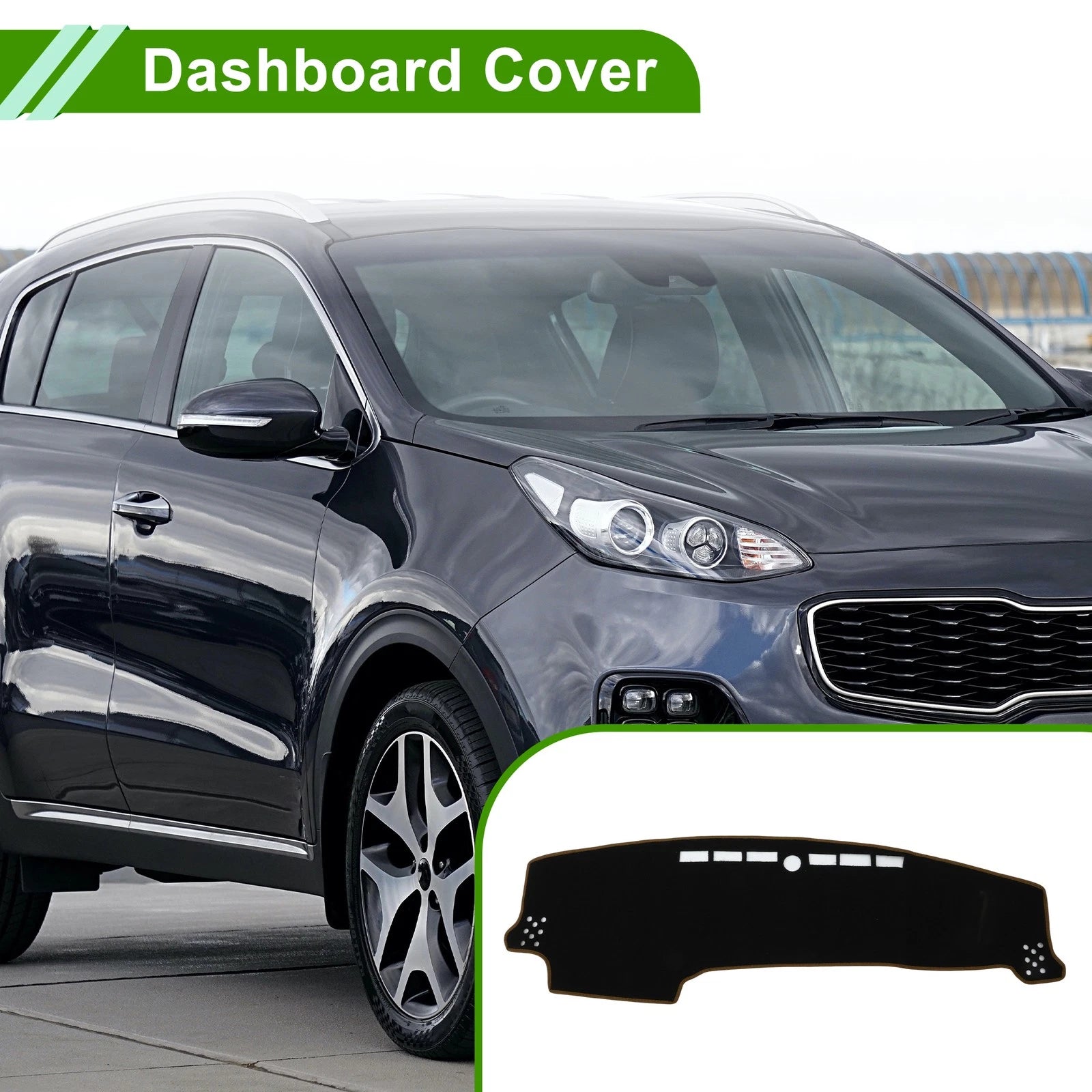 Dashboard Cover for Kia Sonet (2022–2025) Polyester Black Brown