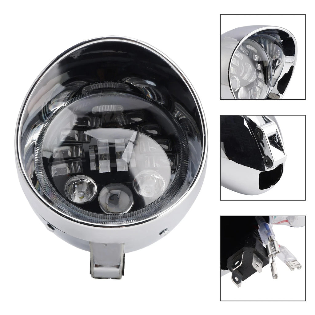 5.75" Chrome Headlight Spotlight for Universal Motorcycle (Fits )