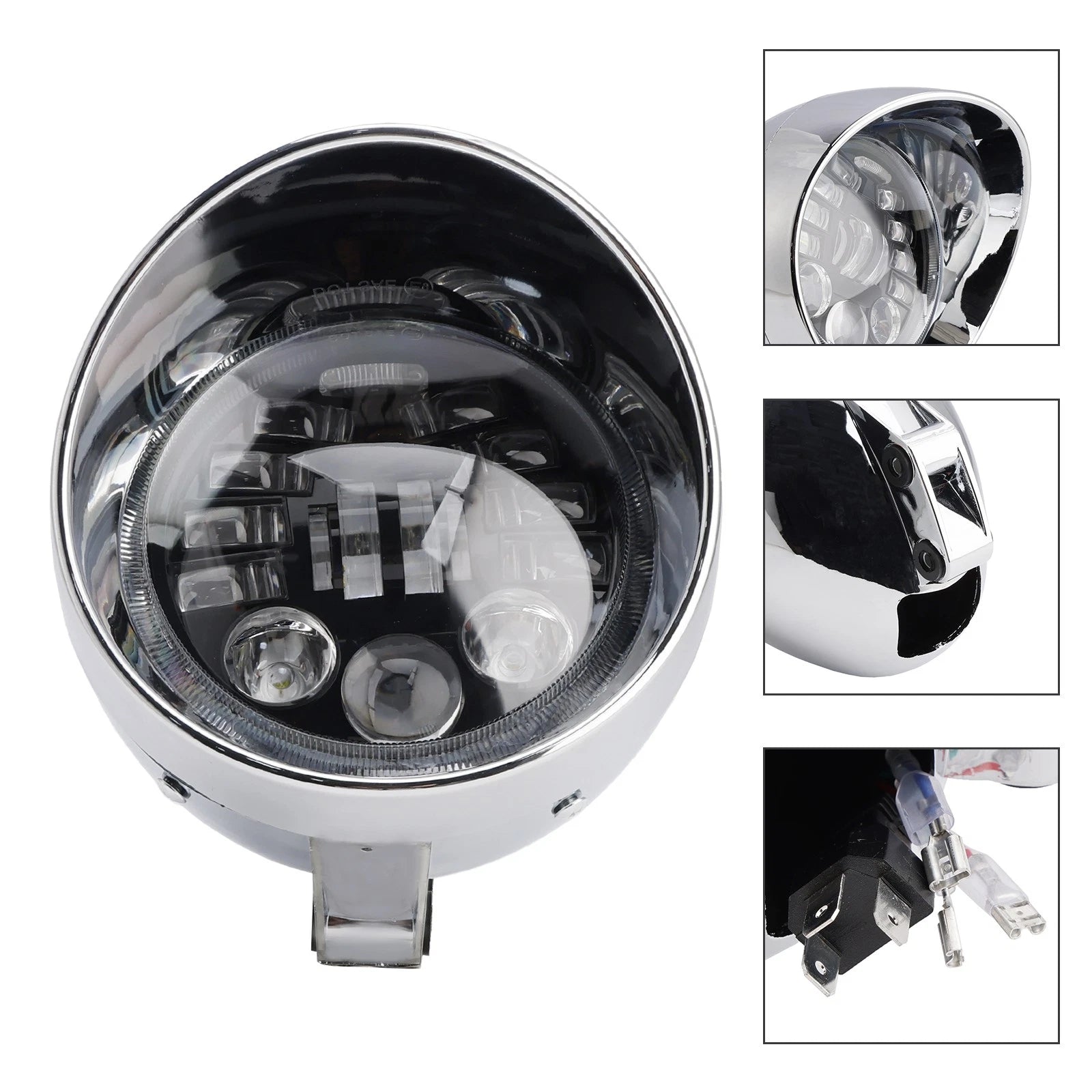 5.75" Chrome Headlight Spotlight for Universal Motorcycle (Fits )