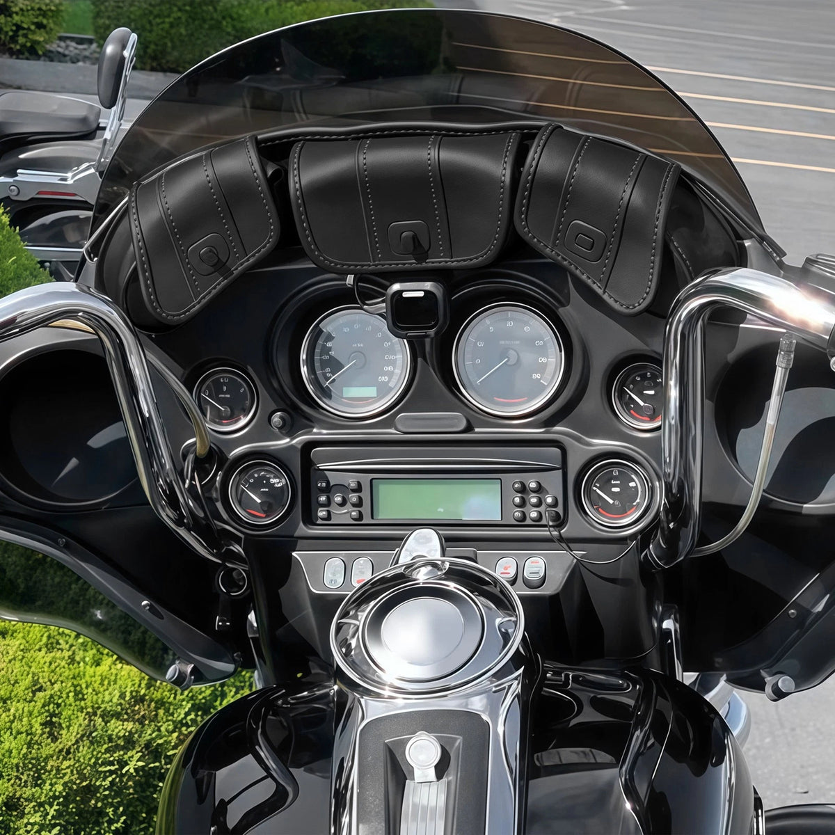 Windshield Saddle 3 Pouch Bag for Harley Touring FLHT FLHTC FLHX FLHTK (1996–2013)
