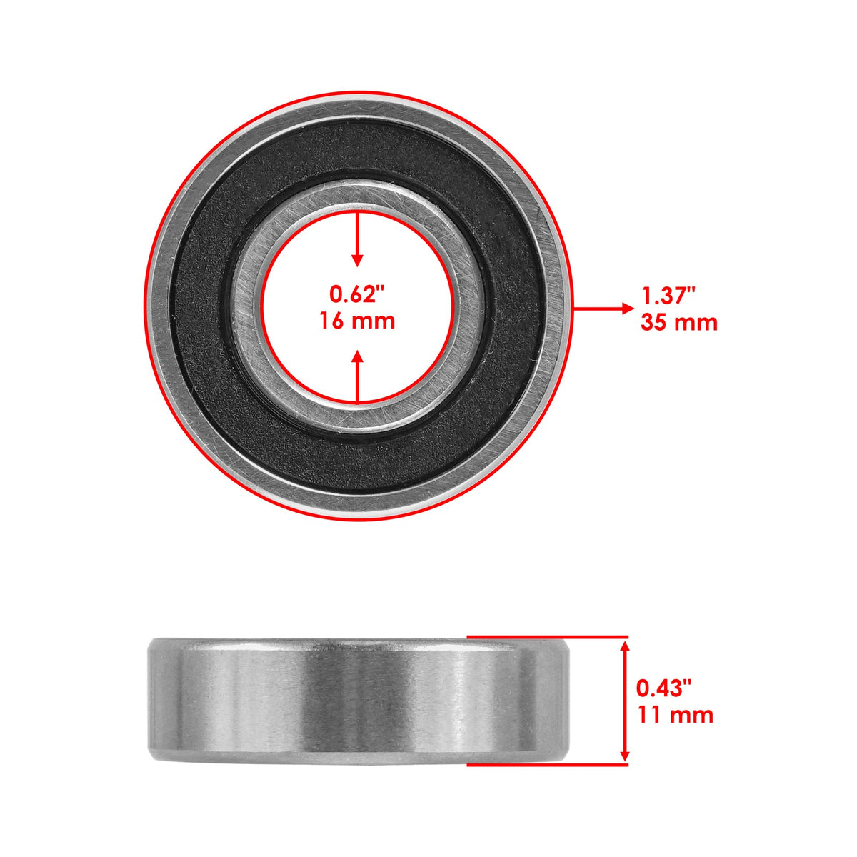 Qty 1 Ball Bearing Replacement for 6202 2RS 16x35x11 (2000–2000)