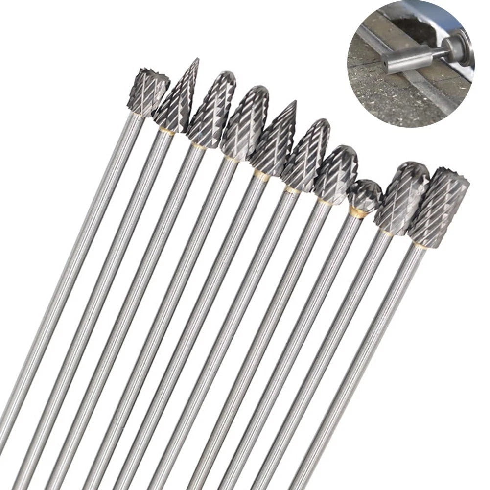 10PCS Solid Carbide Rotary Burrs Set for Rotary Cutter Tools
