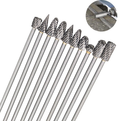 10PCS Solid Carbide Rotary Burrs Set for Rotary Cutter Tools