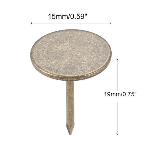 100pcs Upholstery Nails Flat Head Push Pins Studs for Vintage Projects