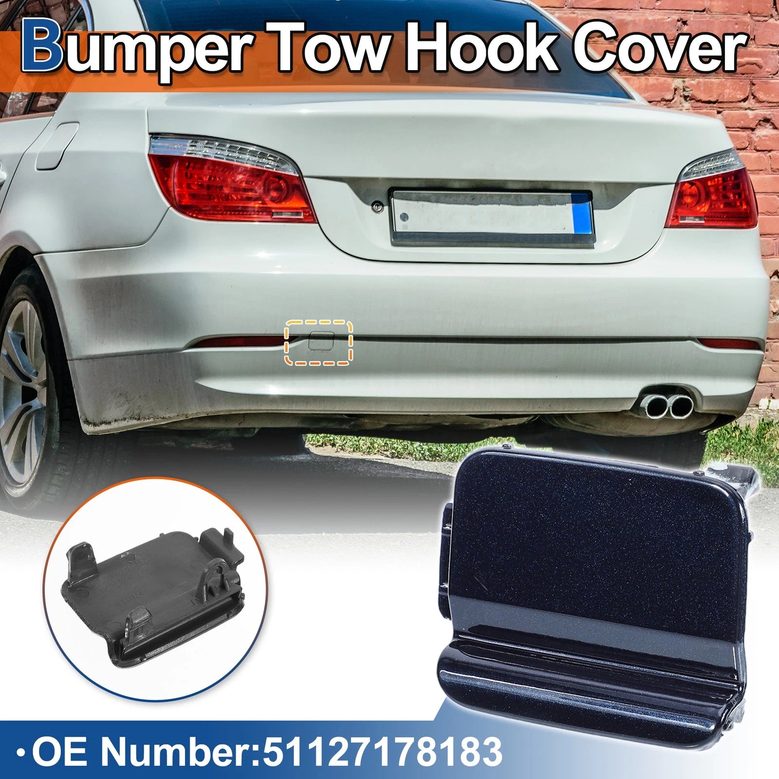 Rear Tow Hook Cover Replacement for BMW 528i 535i 550i (2008–2016)