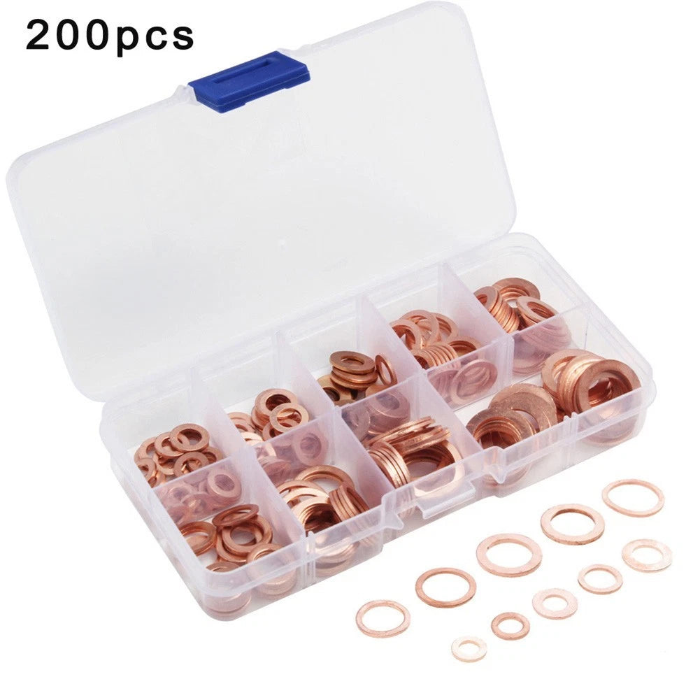 Set of 200 Copper Washer Seals for Drain Bolts