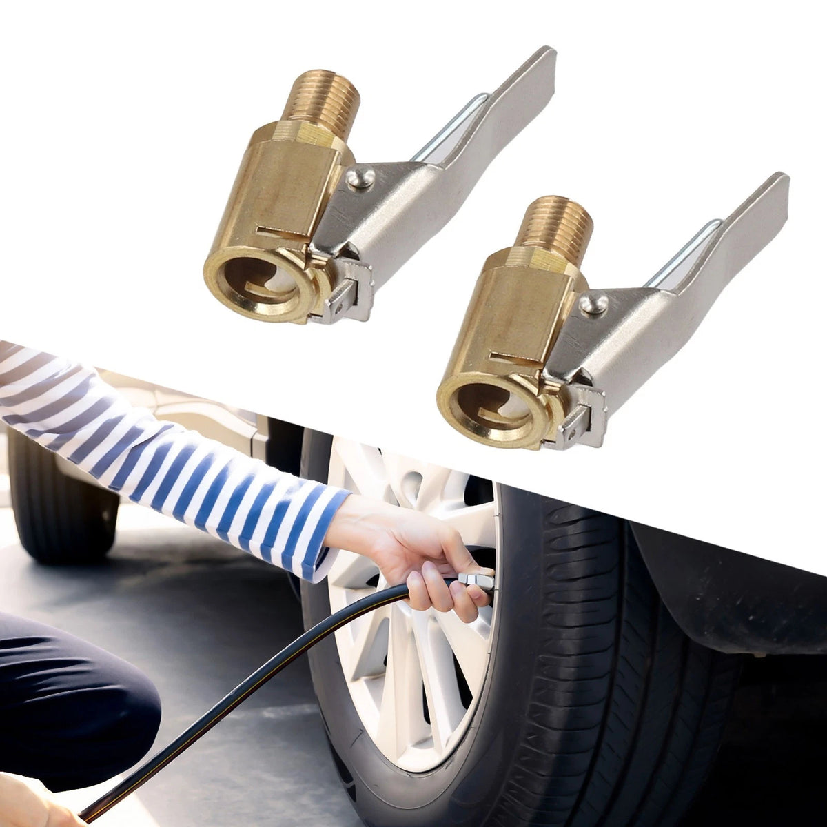 Effortless Copper Tire Inflation Nozzle with Accurate Gauge