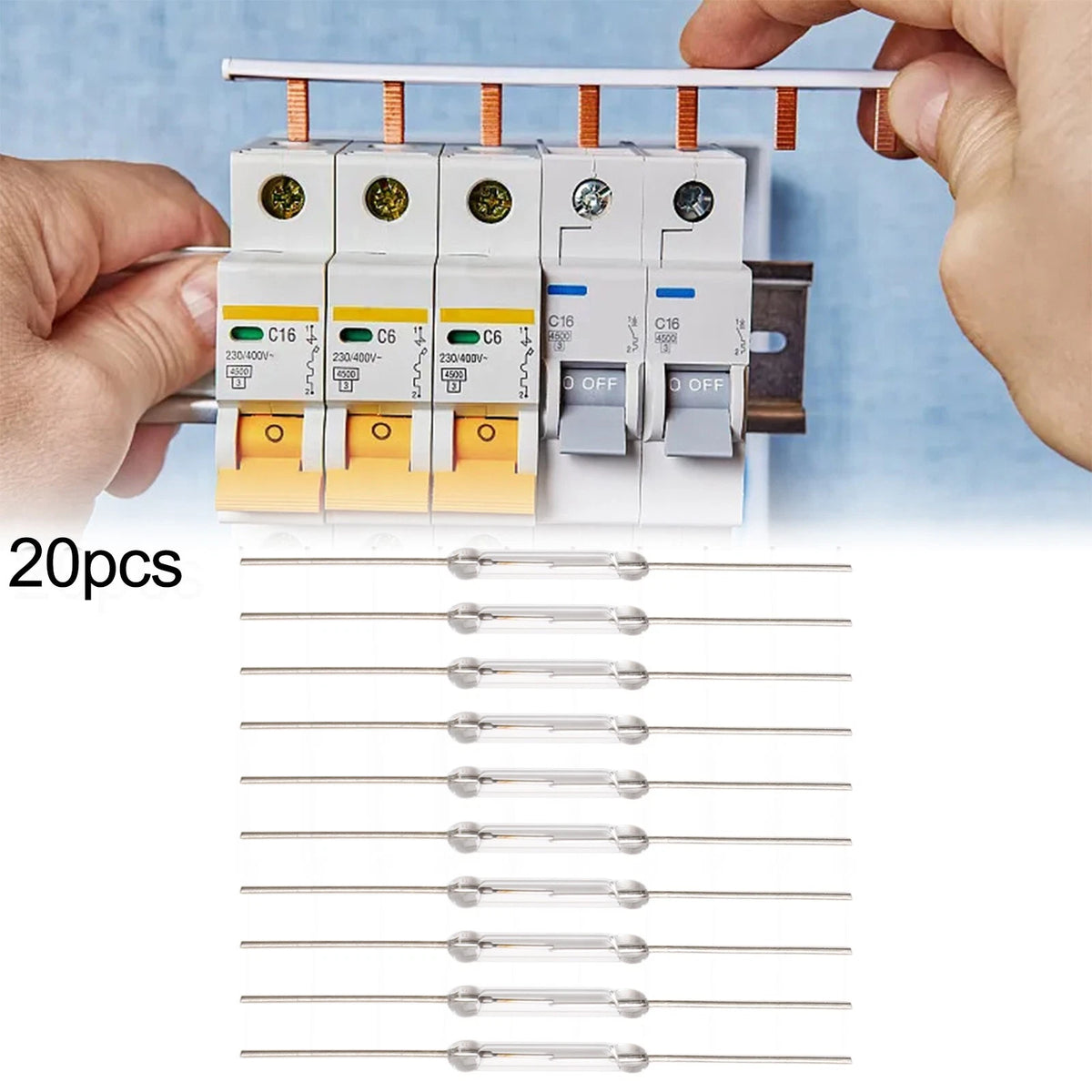 20PCS Magnetic Glass Reed Switch 2x14mm Normally Open 2-Pin Low Voltage