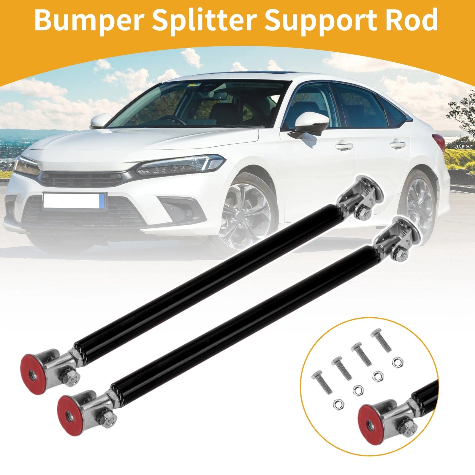 2X Adjustable Front Bumper Lip Splitter Strut for