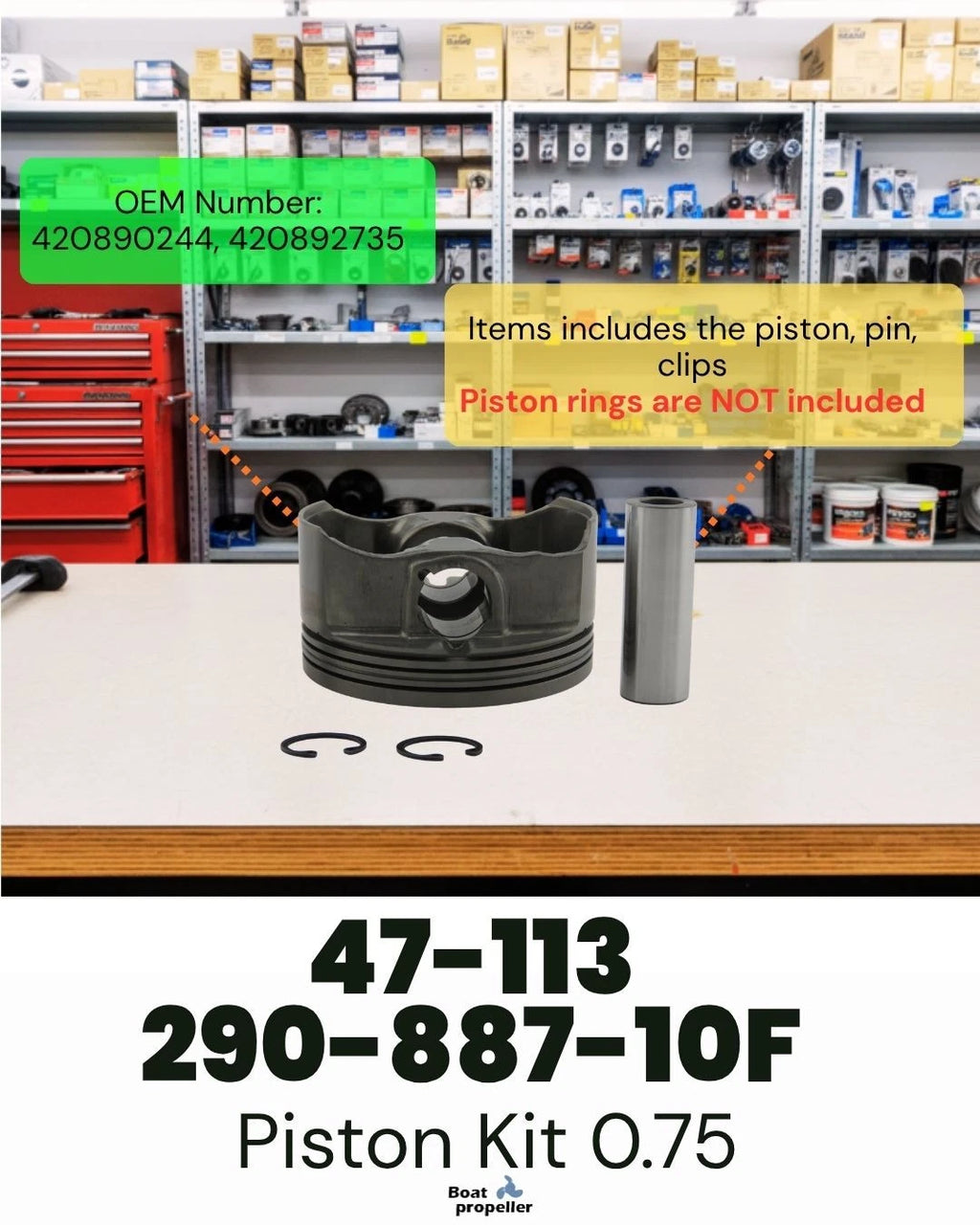 Piston Kit 47-113 0.75 NO Ring for Seadoo 4-TEC 1503 (2002–2009)