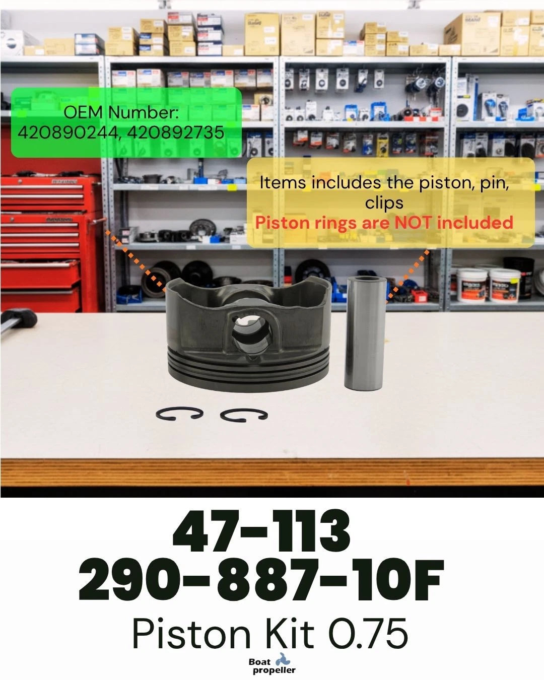 Piston Kit 47-113 0.75 NO Ring for Seadoo 4-TEC 1503 (2002–2009)