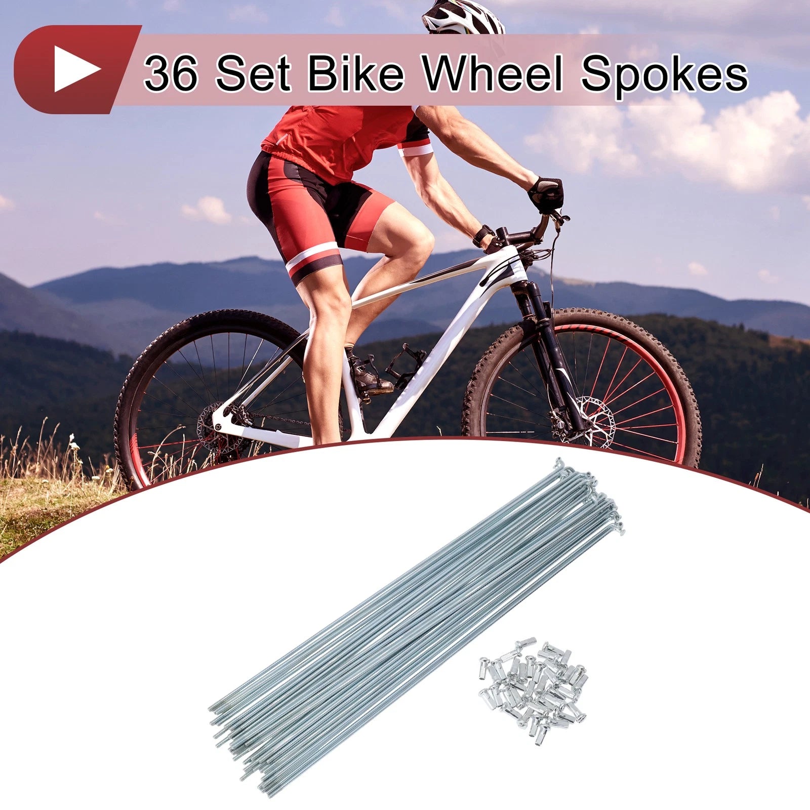 36 Bike Wheel Spokes 277mm Steel Galvanized Silver for Bicycle Replacement (—)