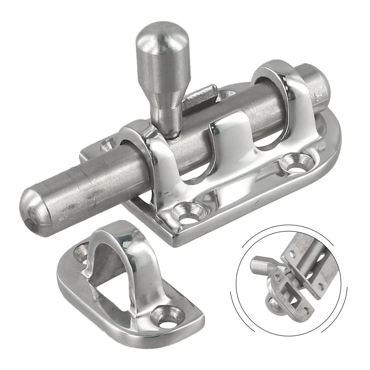 60mm Stainless Steel Boat Door Lock Latch Slide Bolt Clasp