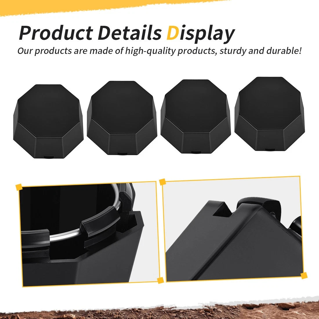 Set of 4 Matte Black Hub Caps for Polaris Sportsman 570 (2015–2025) 5451374-458