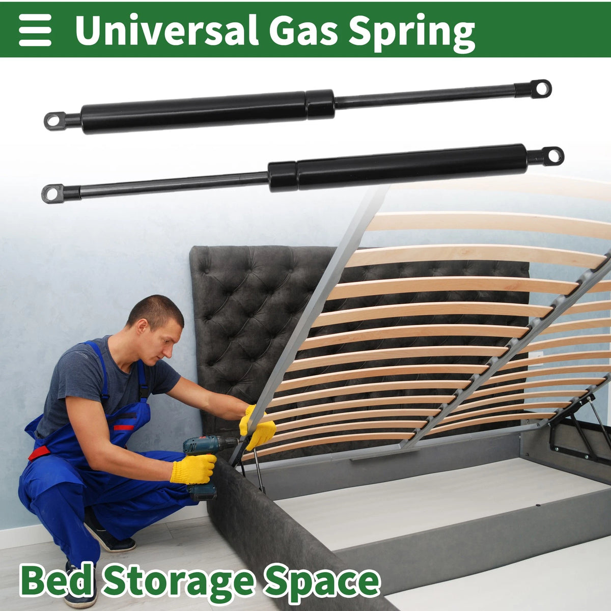2X Gas Struts 600N for Black Carbon Steel