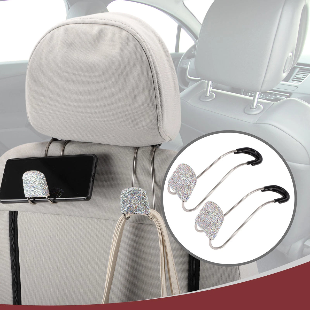 2 Pcs Universal Car Seat Headrest Hook for Purses and Bags (Multicolor)