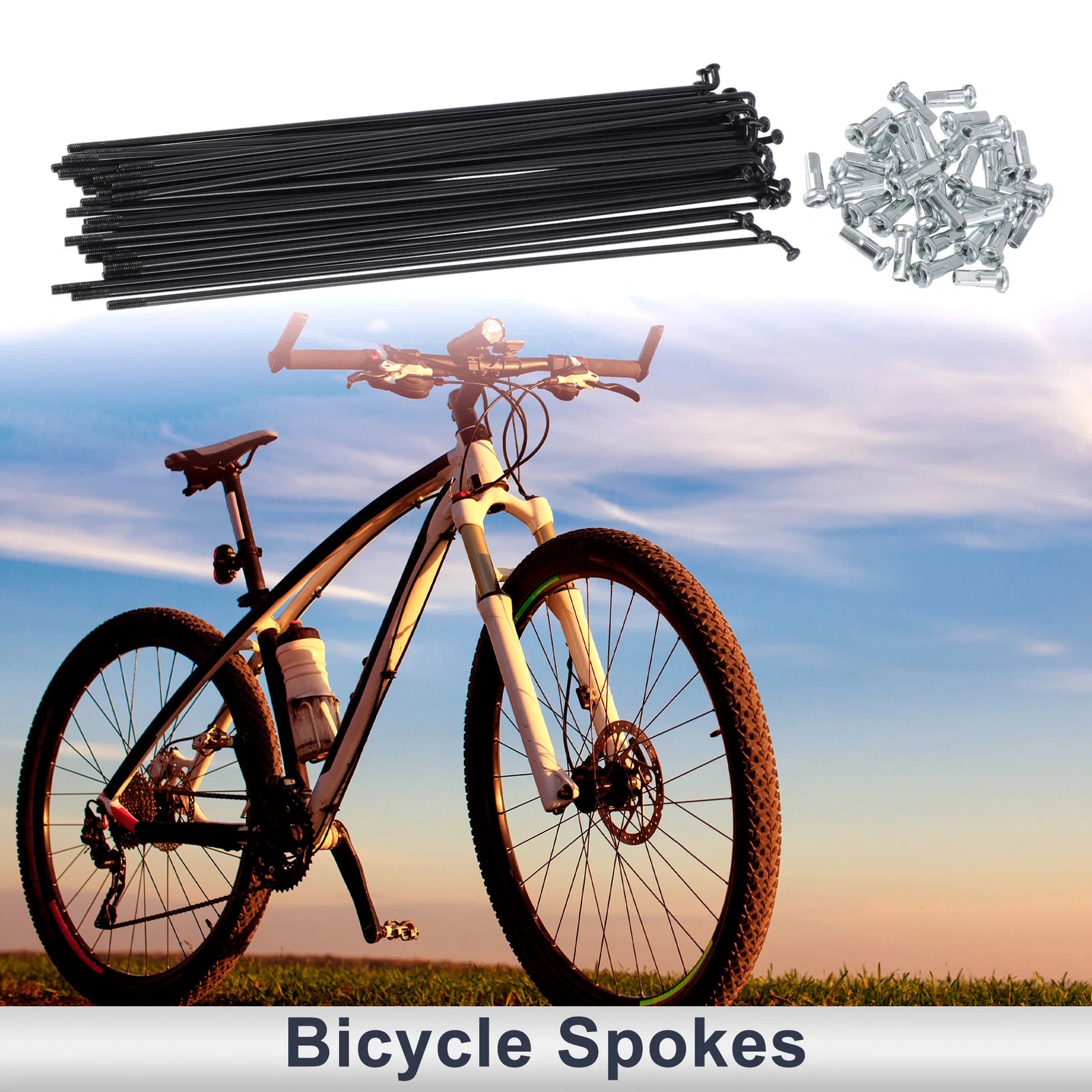 Bicycle Spokes Nipple Replacement Set for Universal 13G 183mm (45 Steel)