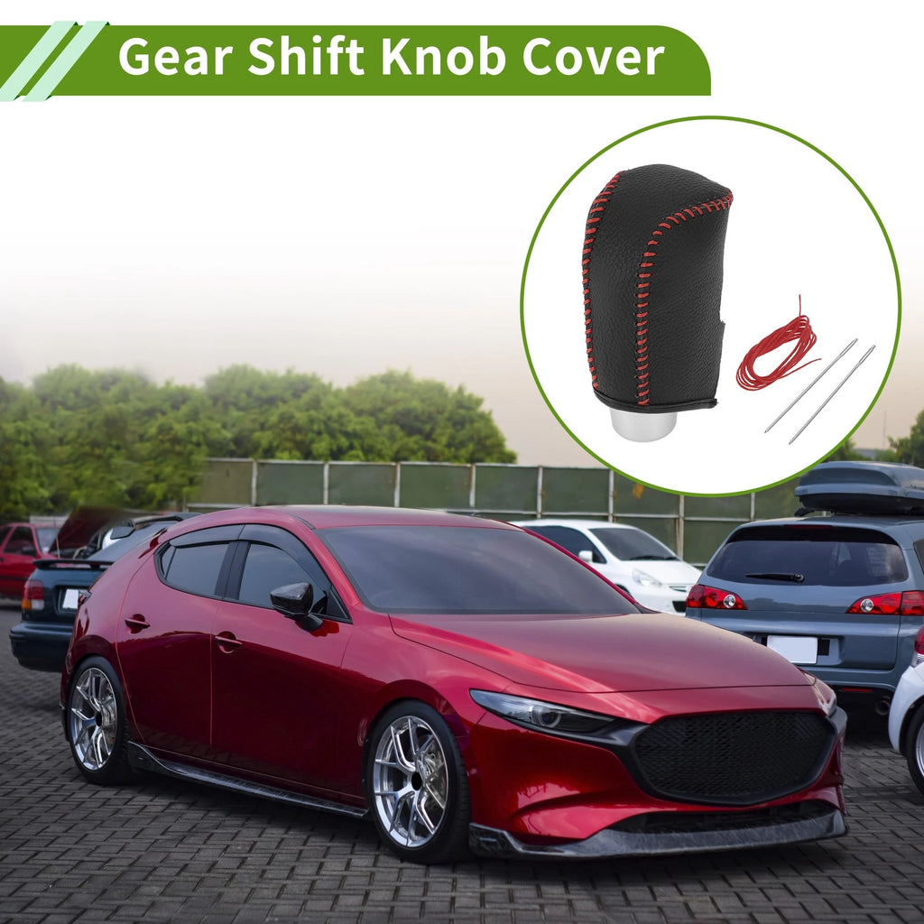 Gear Shift Knob Cover Pebbled Leather for Mazda 3 (2014–2018) Black