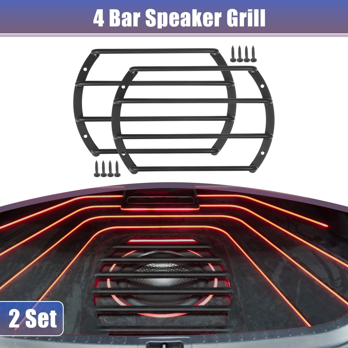 Set of 2 Speaker Bar Grills for Car Audio Subwoofer (8")