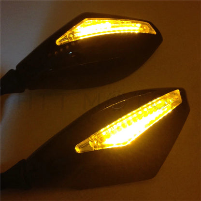 LED Turn Signal Side Mirrors for Honda Suzuki Cruiser (8-10mm)