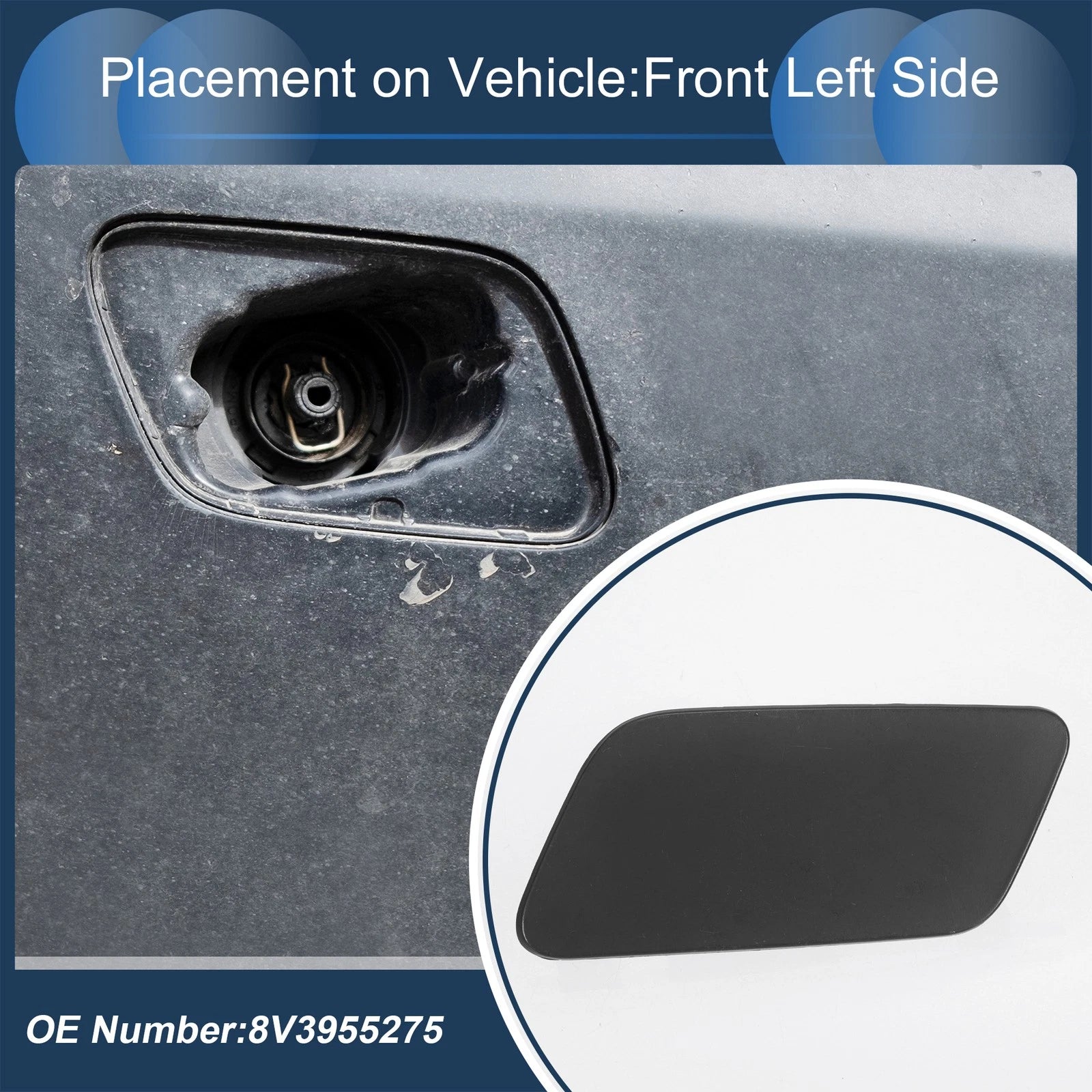 Washer Nozzle Cover Cap Front Left Replacement for Audi A3 8V 2016-2020