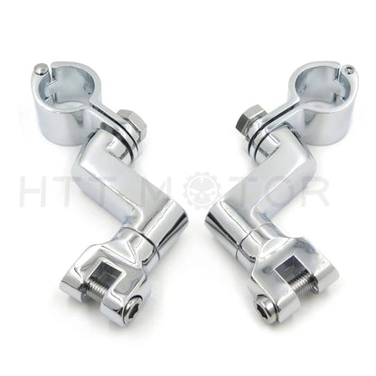 Offset Highway Foot Peg Mounts with 1" Clamps for Harley (Chrome)