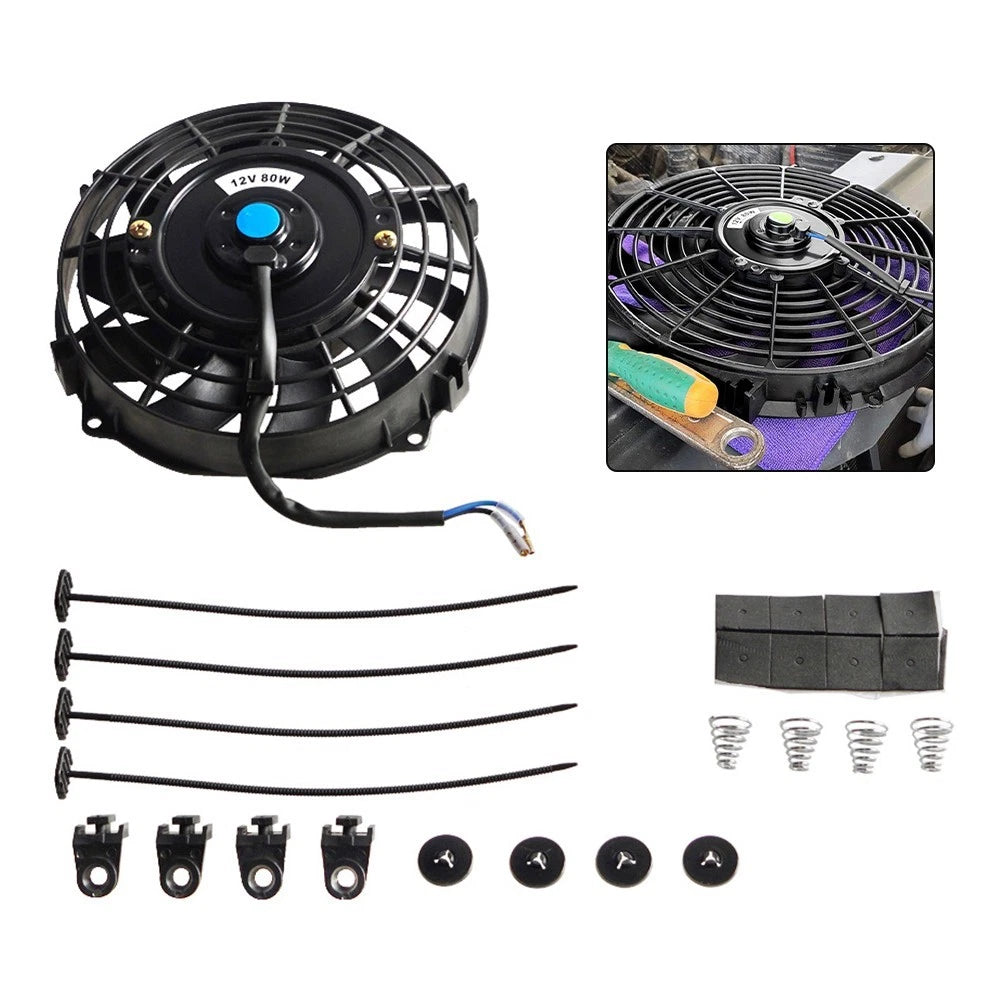 12V Engine Cooling Fan with 80W Motor for Modified Vehicles