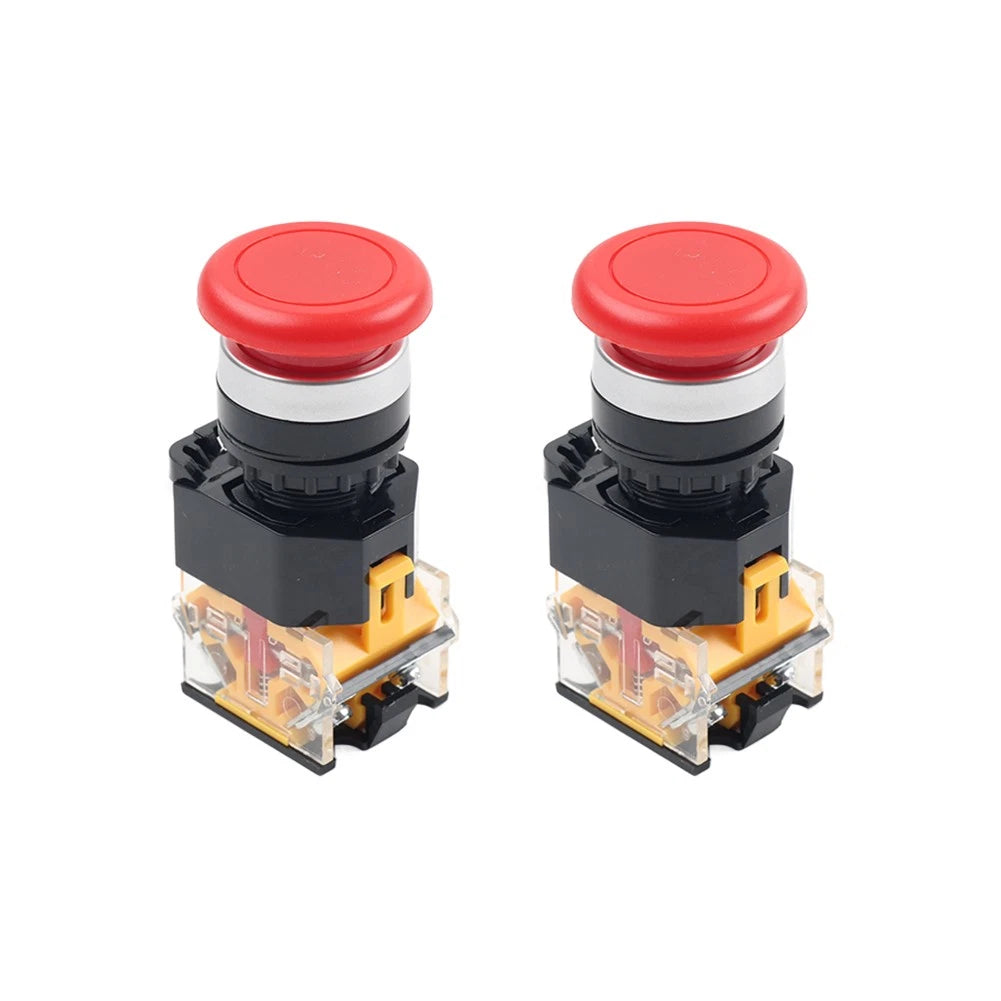 2pcs Mushroom Momentary Push Button Switch for Universal Applications (DC220V)