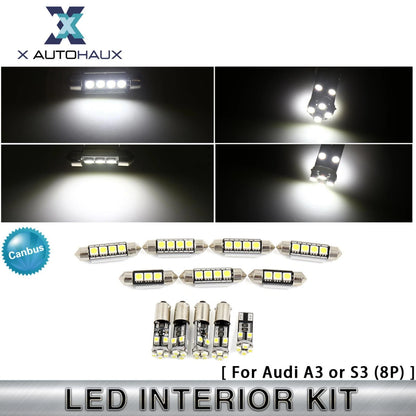 12pcs Canbus White LED Interior Lights for Audi A3 S3 (2006–2011)