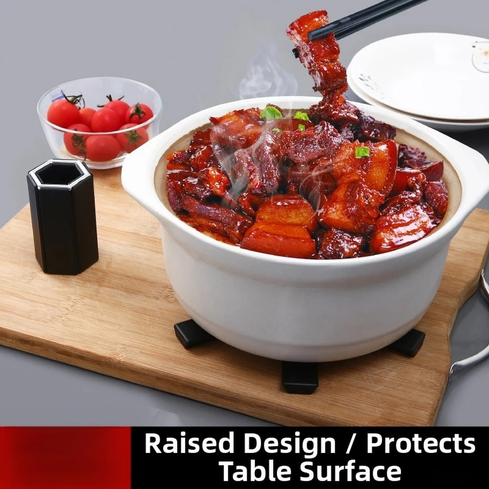 Pot Pad for Kitchen Table (19cm, Heat Resistant, Non-Slip, Black)