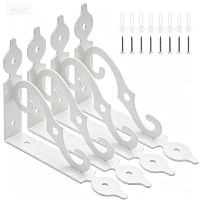 Set of 4 Thickened Iron S Brackets with Screws for Wall Mounting