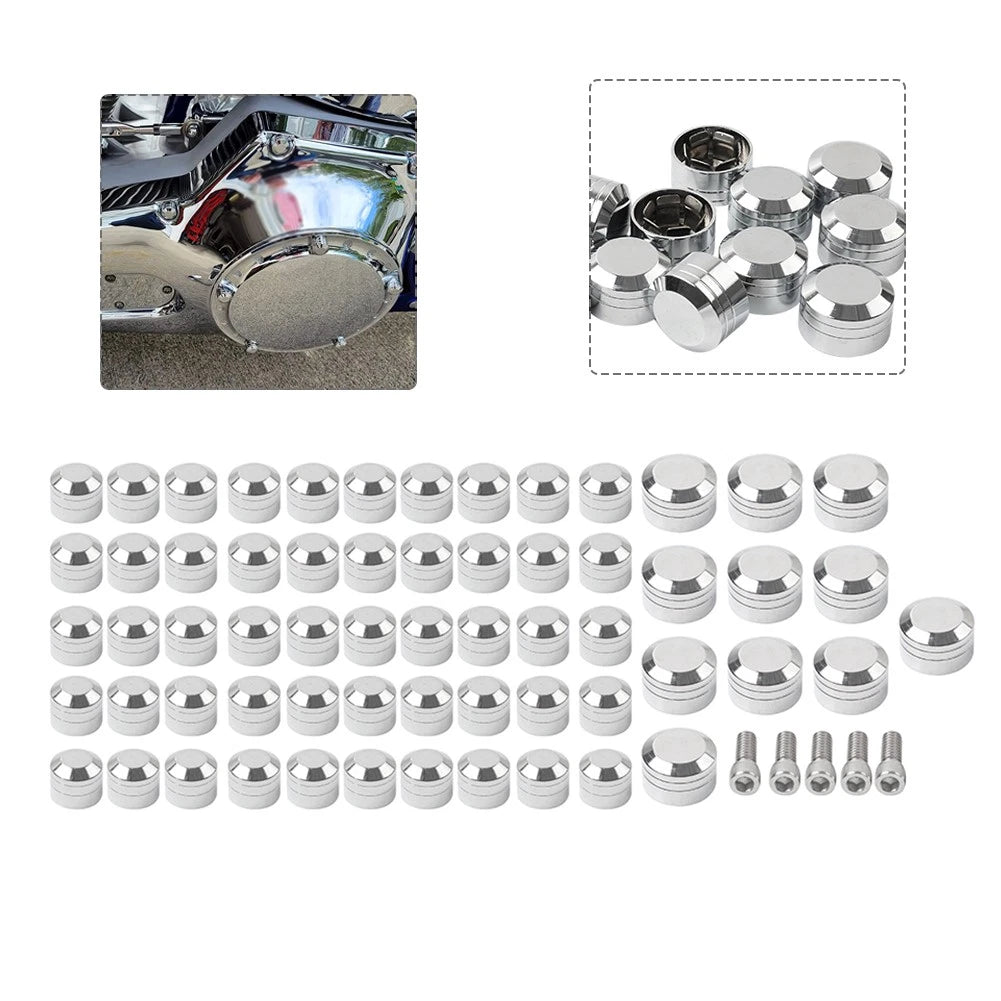 Chrome Engine Topper Screw Bolt Cap Kit for Harley Twin Cam Softail (2007–2017)