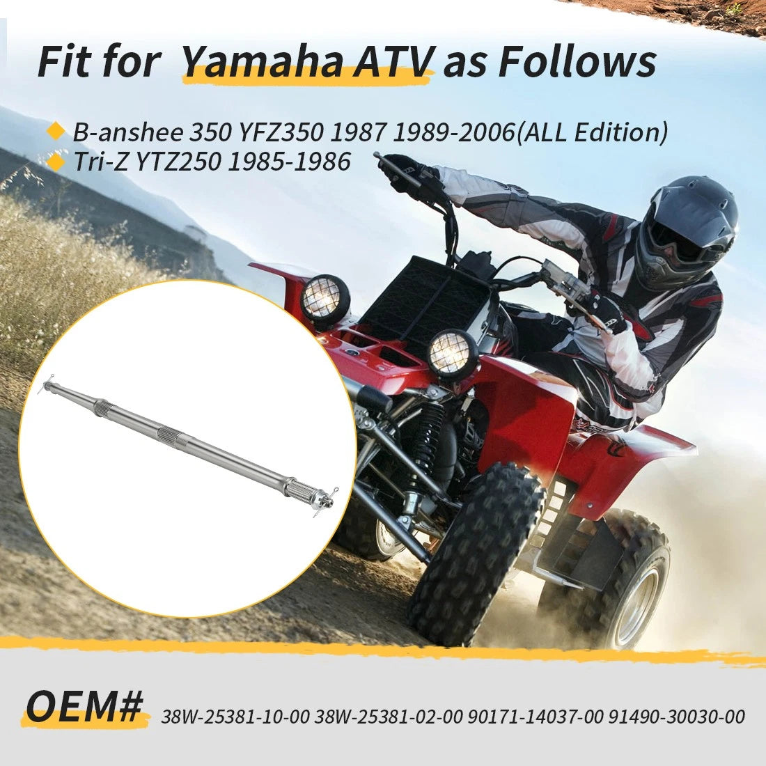 Rear Axle Shaft Kit w/ Nuts for Yamaha Tri-Z YTZ250 (1985–1986) #38W-25381-10-00