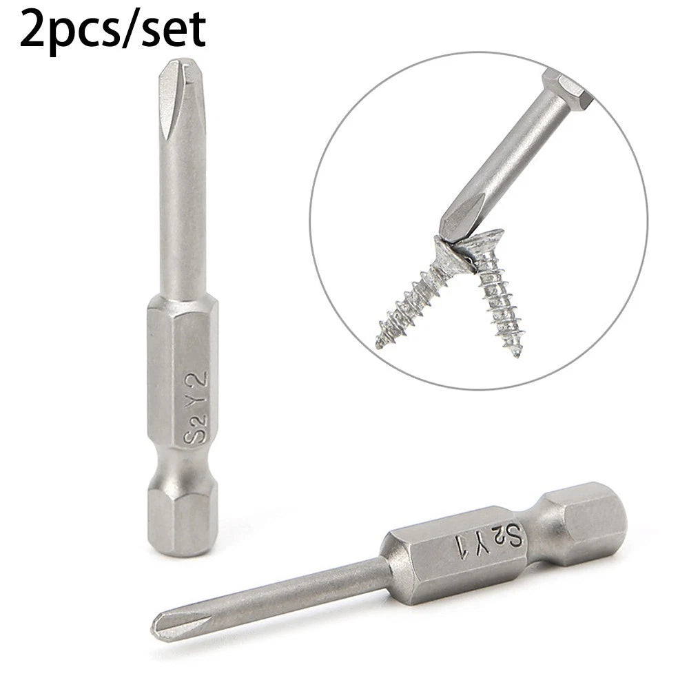 2Pcs 50mm Magnetic Triangle Head Screwdriver Bits Set 1/4 Hex Shank