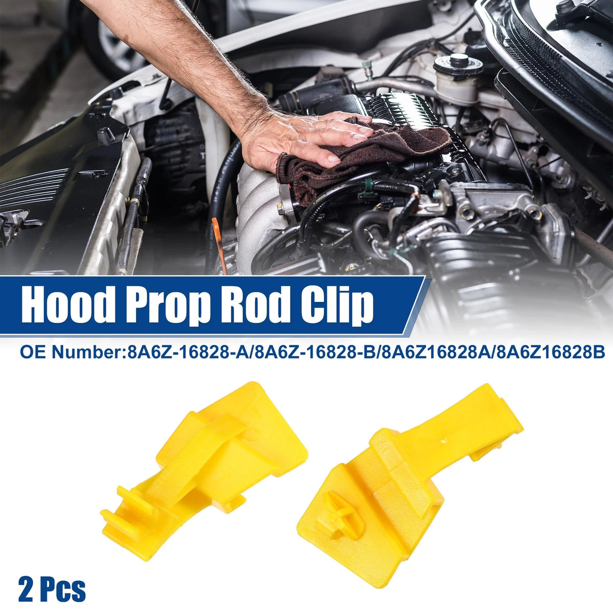 2 Pcs Hood Prop Rod Holder Clips for Ford (No.8A6Z16828A)
