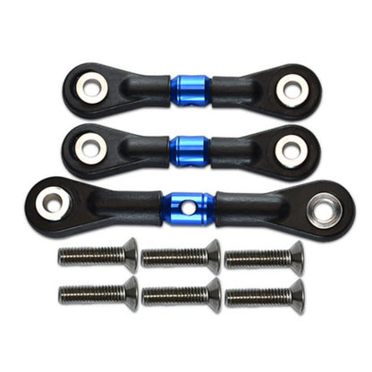 3 Adjustable Aluminum Steering Link Tie Rods for Tamiya TT-02 (2015–2023)