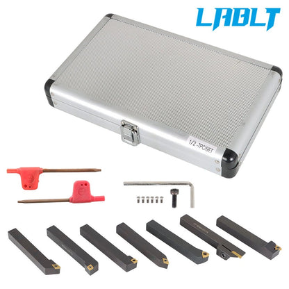 7X Carbide Indexable Turning Tool Bit Set for Universal Use (1/2")