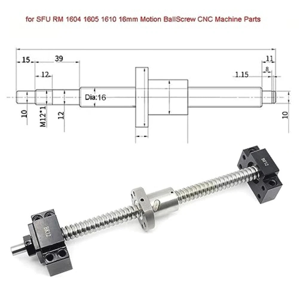 Set of 1 Ball Screw Support BK12 BF12 for CNC Systems