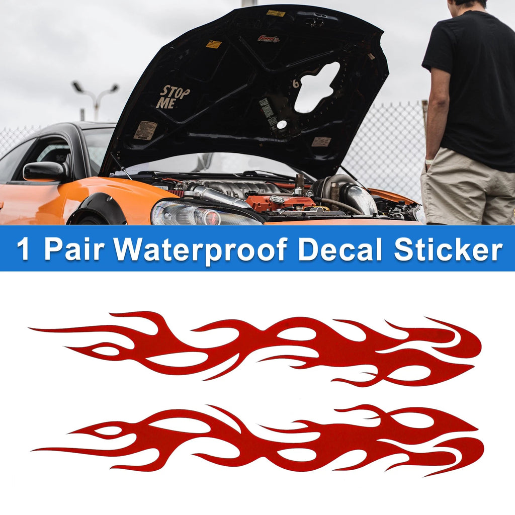 1 Pair Flame Pattern Car Bumper Sticker Decal for Universal Fit (24x4cm)