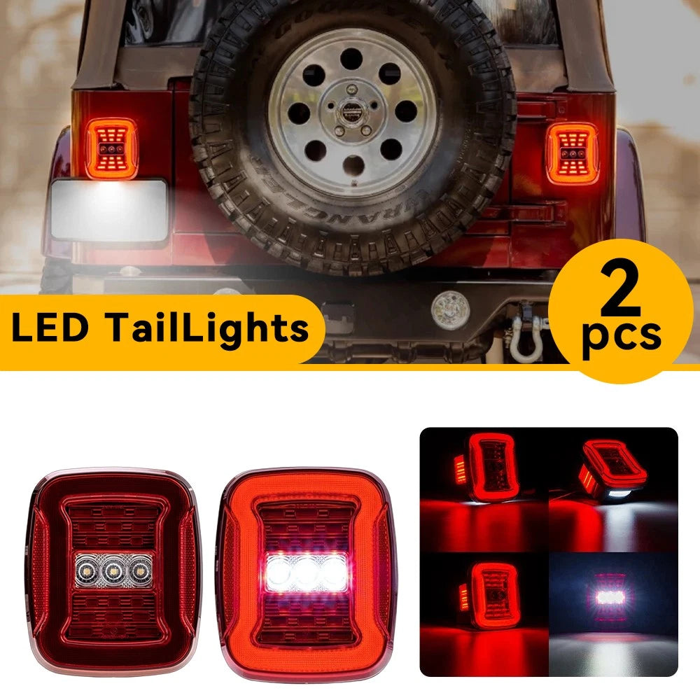 2X Red LED Tail Lights for Jeep Wrangler (1997–2006)