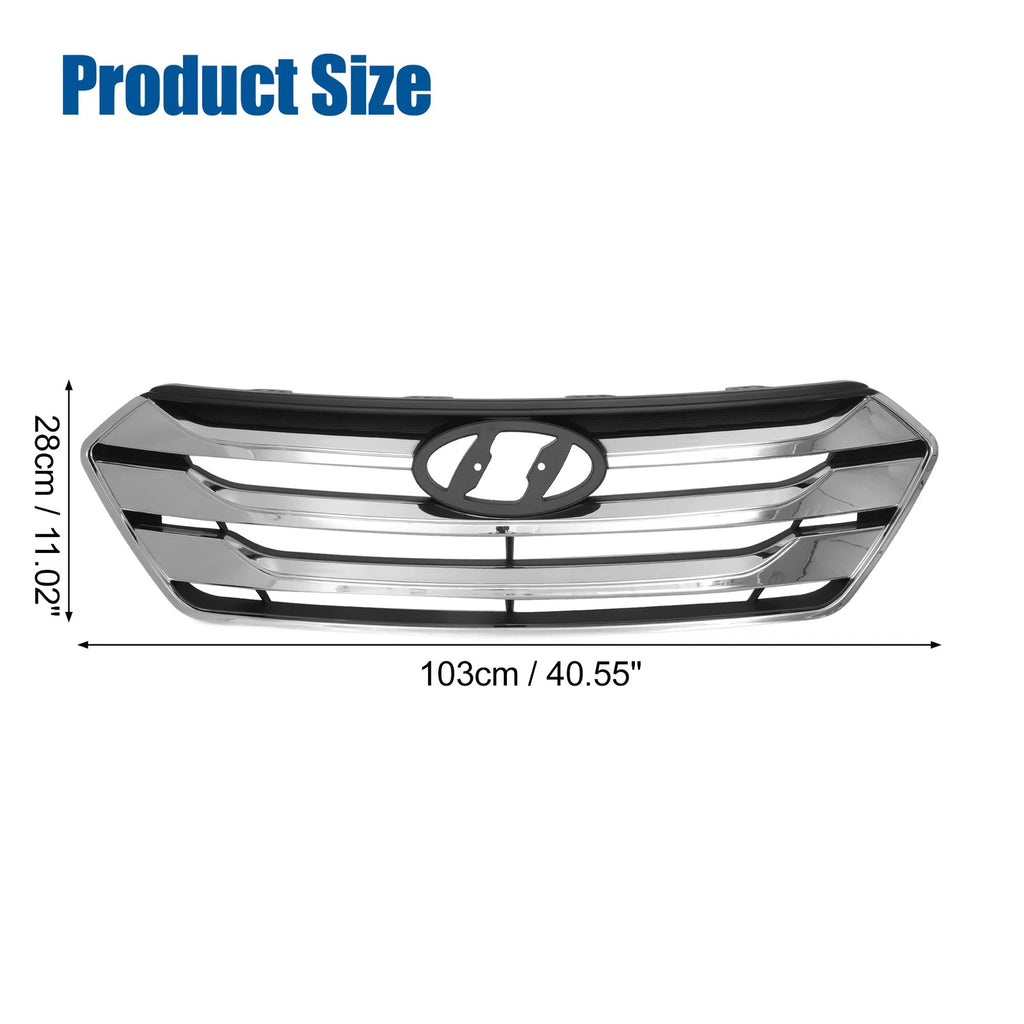 Front Hood Bumper Grille Grill Replacement for Hyundai Santa Fe (2013–2018)
