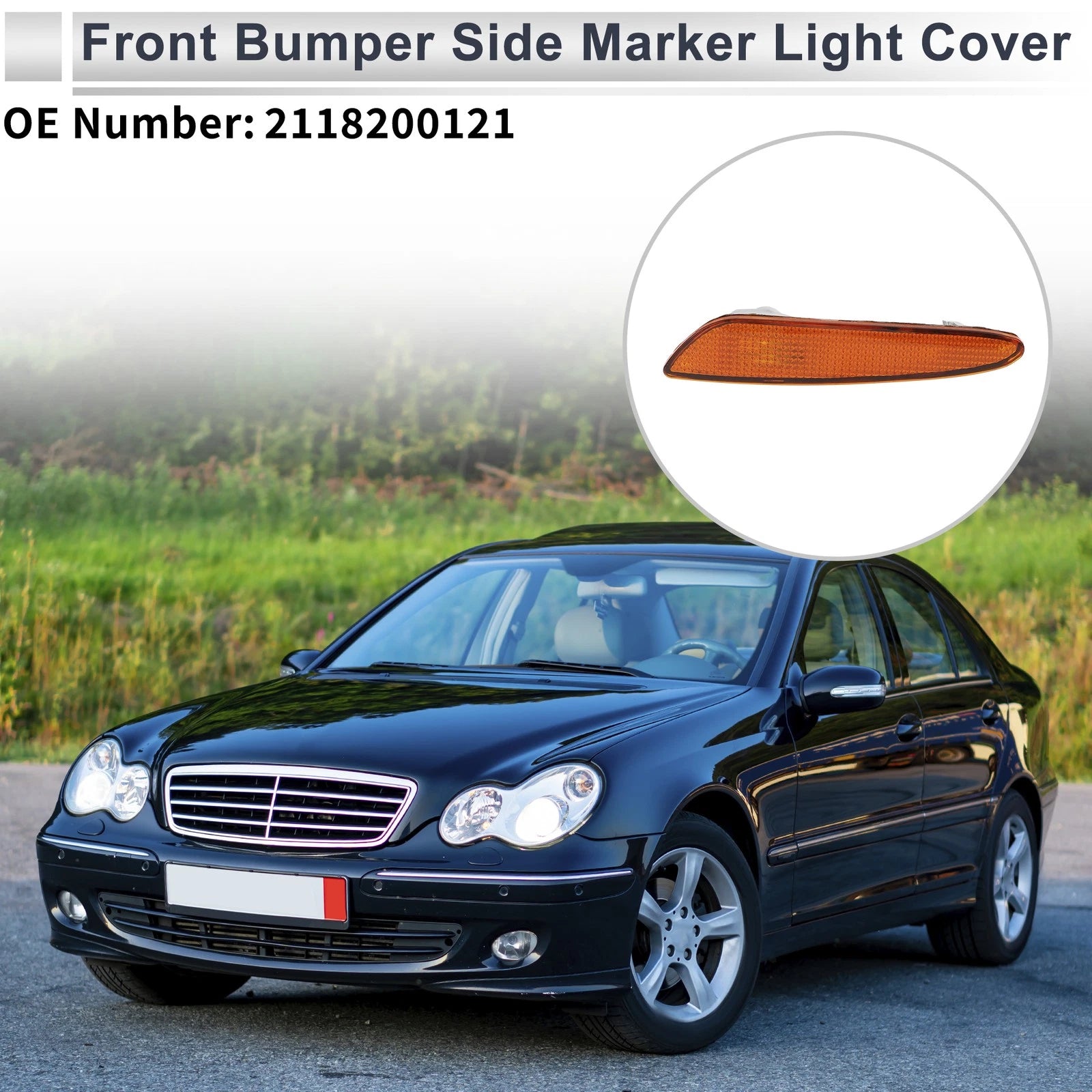 Left Front Bumper Side Marker Light Cover for Mercedes-Benz W211 (2003–2009)