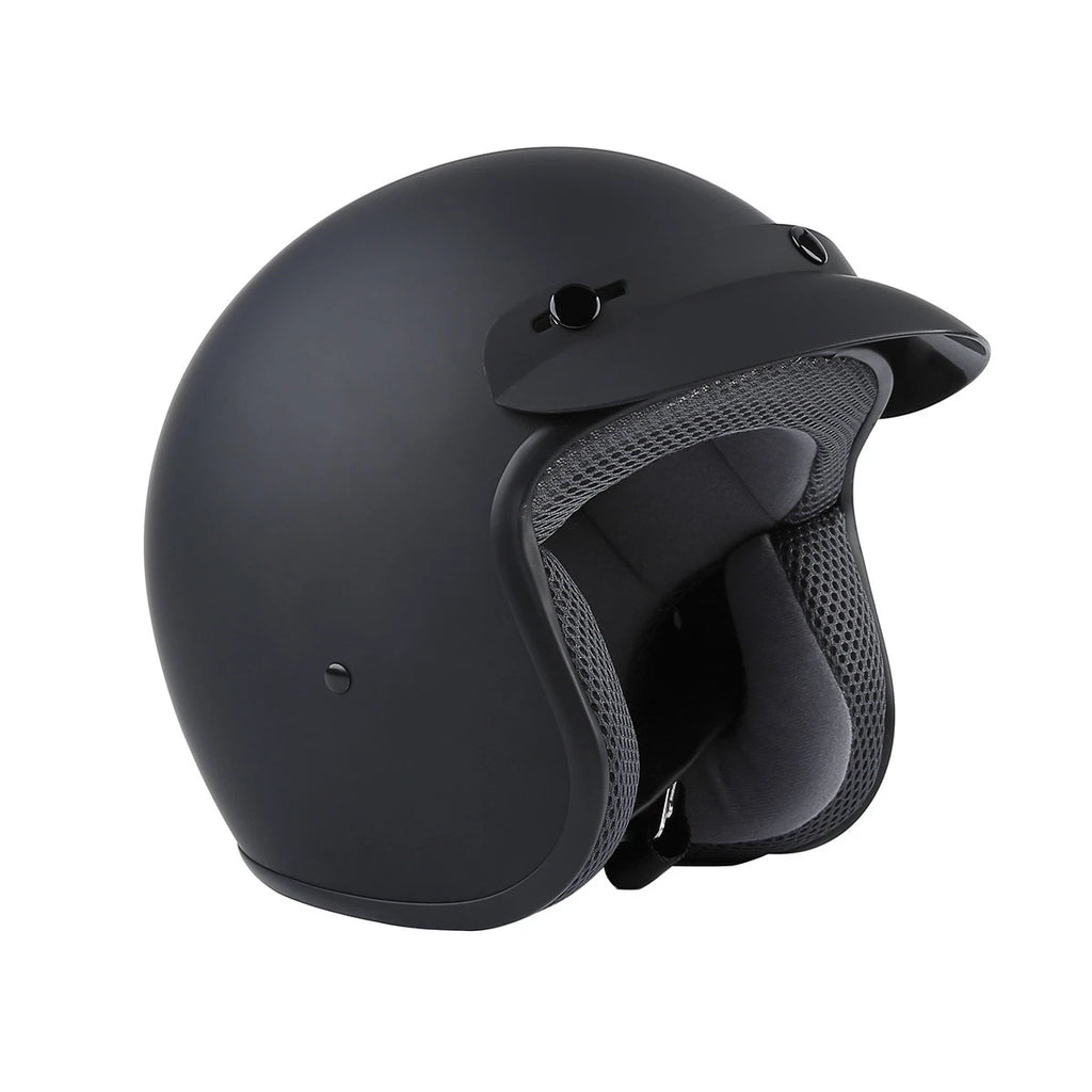 Matte Black Helmet & Visor for Motorcycle Scooter (DOT Approved)